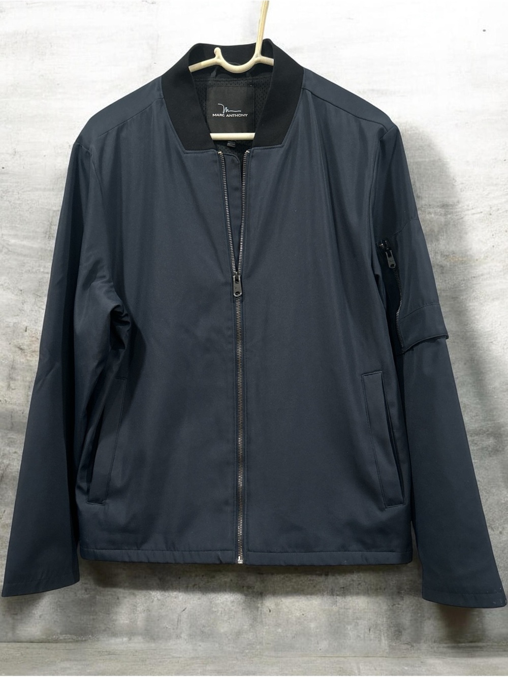 Marc Anthony Men's Dark Navy Zip-Up Bomber Jacket